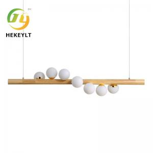 Best Nordic Solid Wood Style Restaurant Lamp Simple Modern LED Creative Bar Chandelier wholesale