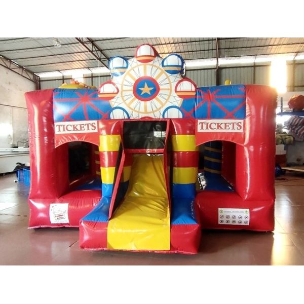 1000D Outdoor Bounce House Ferris Wheel Tickets Inflatable Bouncer Castle With Slide Combo