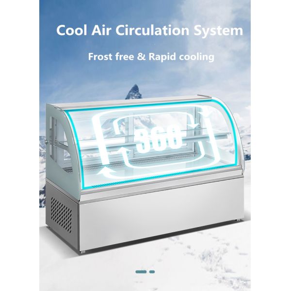 Anticorrosive Pastry Table Top Cake Display Chiller Practical Glass Material