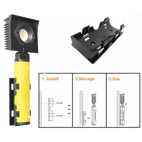 Small Rechargeable Led Work Light Magnetic Inspection Lamp With Wall Clamp Storage
