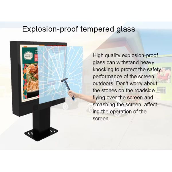 Floor Stand Digital Signage Drive-Thru WiFi LCD Fast Food Marketing Display Self-Service Menu 55 Inch Outdoor Drive Thru Digital Signage