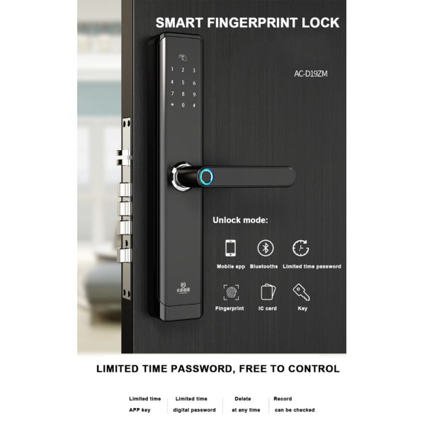 Remote Control Bluetooth Fingerprint Door Lock For Apartment Zinc Alloy Material