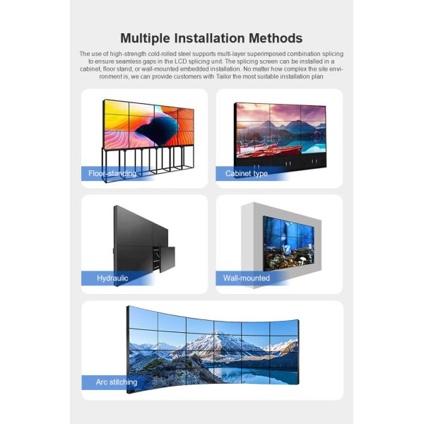 8 Bits 16.7m 46" 3x3 LCD Video Wall 1920x1080 Physical Resolution