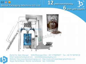 China pure coffee bean packaging machine with PE film pouch bag gusset bag quad bag on sale