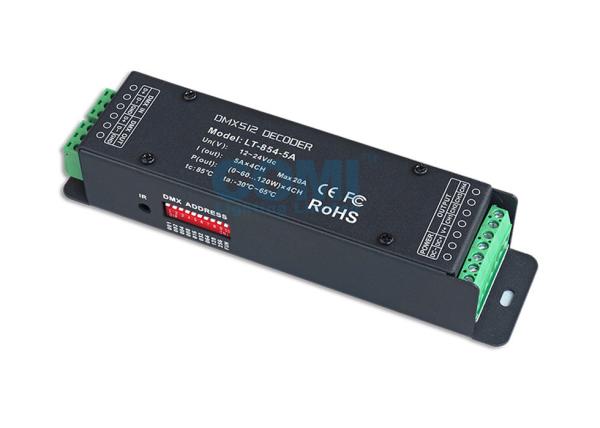 Cheap 12 ~ 24V 20A CV RGBW DMX Decoder with Green Terminal DMX512 Socket 4 Channels for sale