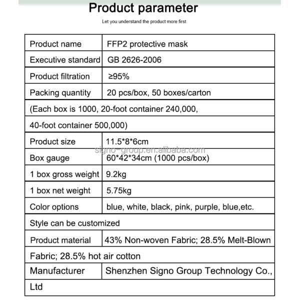 CE Certificated Respirator Face Mask FFP2 Dusk Mask Individually Package