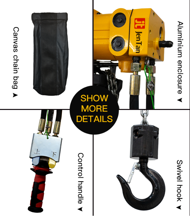 JT Air Chain Hoists Accurate Positioning Variable Speed Transmission Simple Operation Effortless Handling