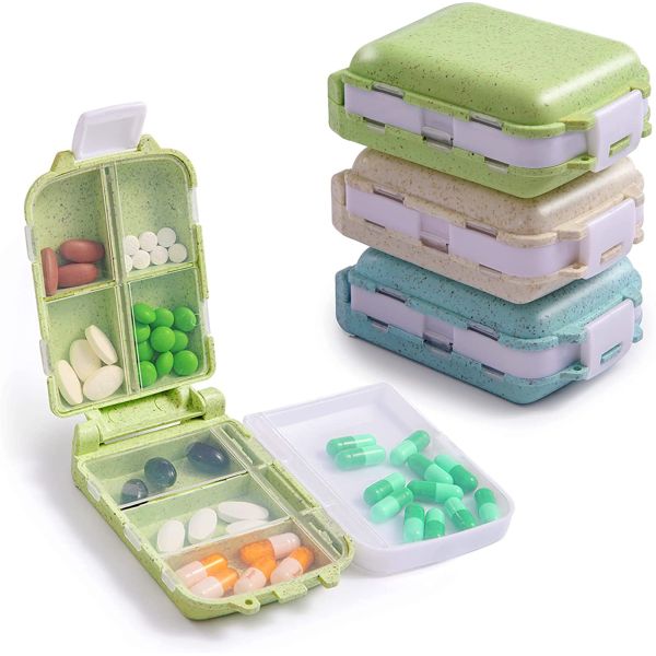 Travel Pill Organizer Moisture Proof Small Pill Box Pill Case with 8 Compartments