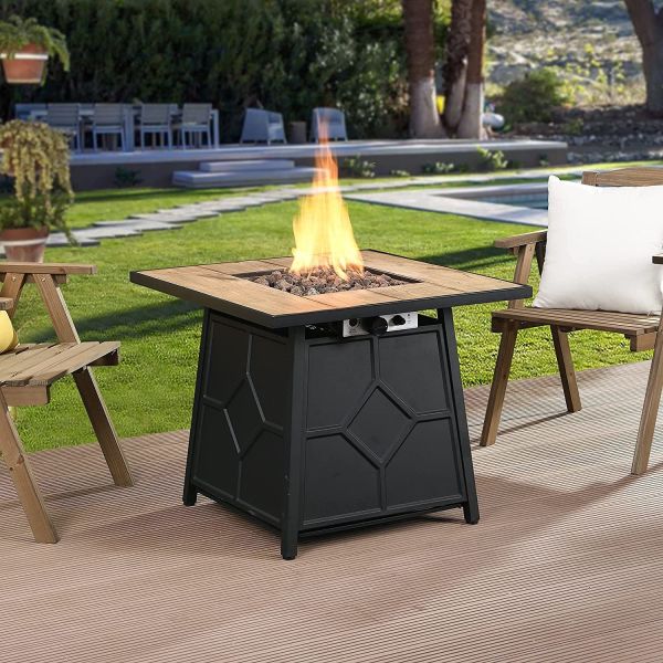 Self-Ignition Outdoor Propane Square Fire Pit Table For Patio Balcony Garden