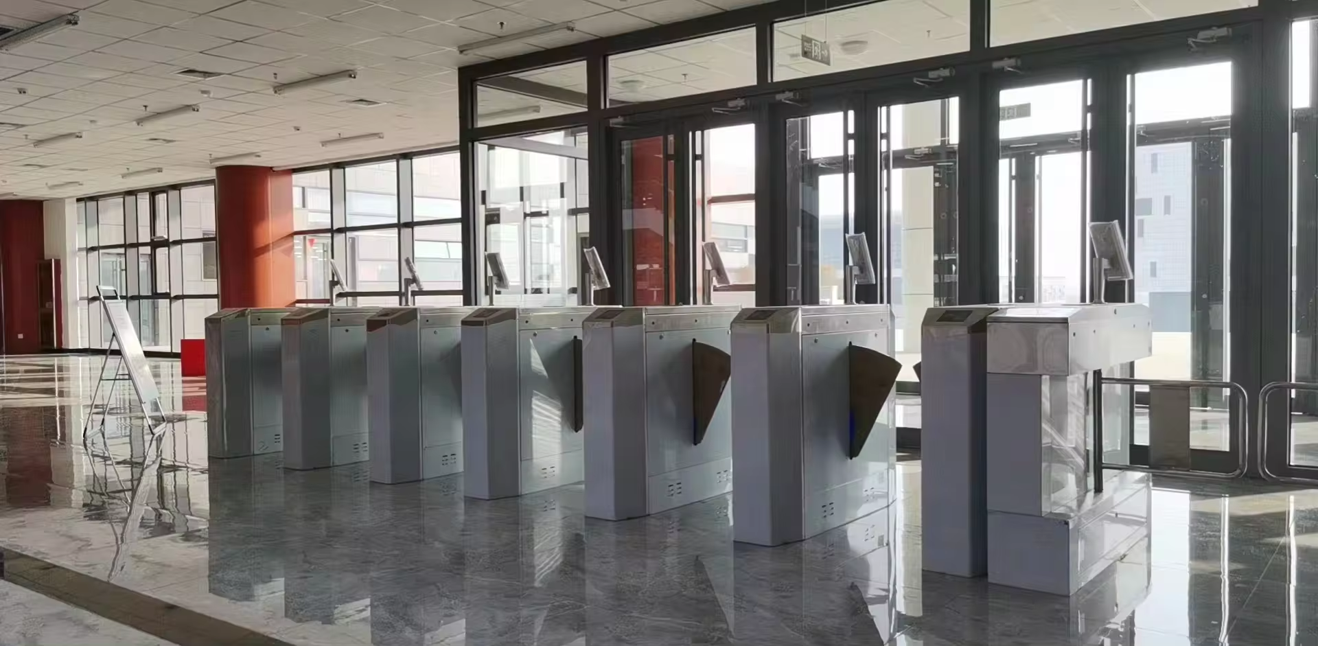 Face Recognition Access Control System Retractable Wing Flap Harga Barrier Gate