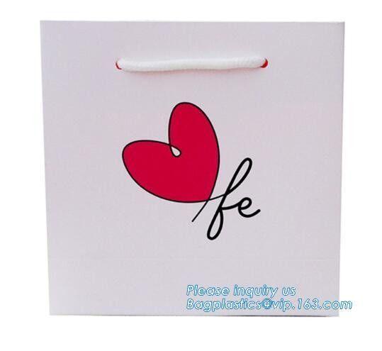 Custom Personalised Printed Small White Luxury Retail Gift Shopping Paper Carrier Bag With Handle, package, bagease pac
