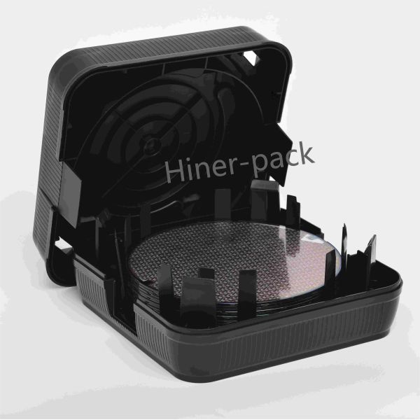 8 Inch Wafer Shipping Box Black Wafer Stack Boxes Antistatic Horizontal Used For Wafer Fab