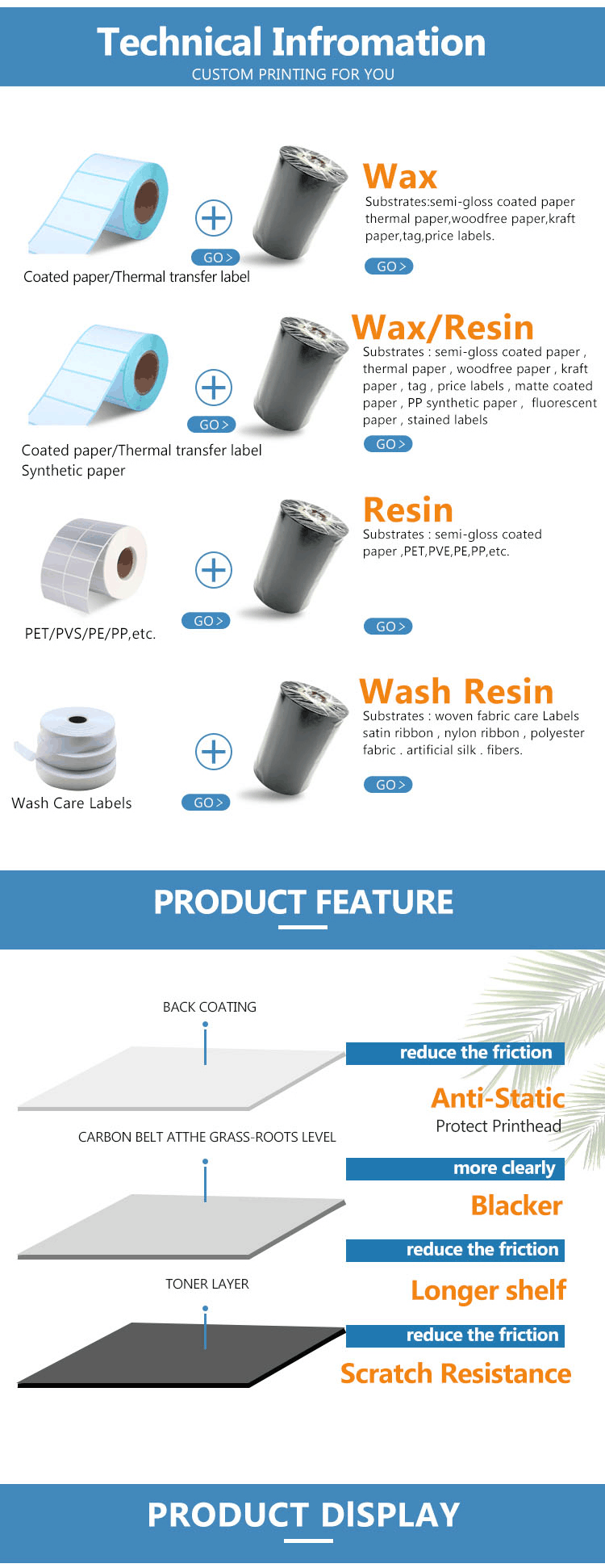 90mm 360m Heat Transfer Ribbon Synthetic Paper Resin Enhanced Wax